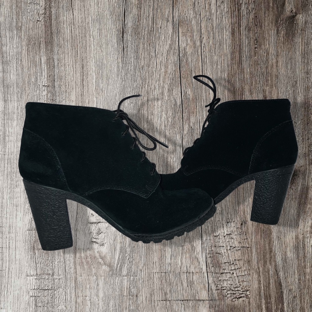 TIMBERLAND Tillston Women's High Heel Ankle Boots Black Suede Upper Size 8 NEW